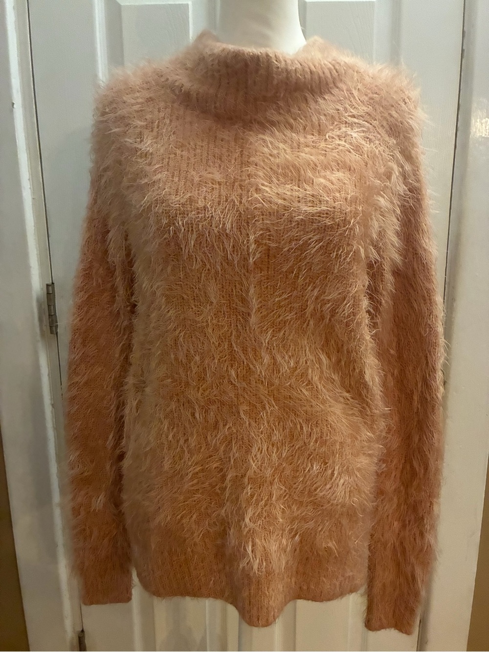 Soft Surroundings Cumulous Mock Neck Pullover Sweater Pink Blush Fuzzy Tunic XS